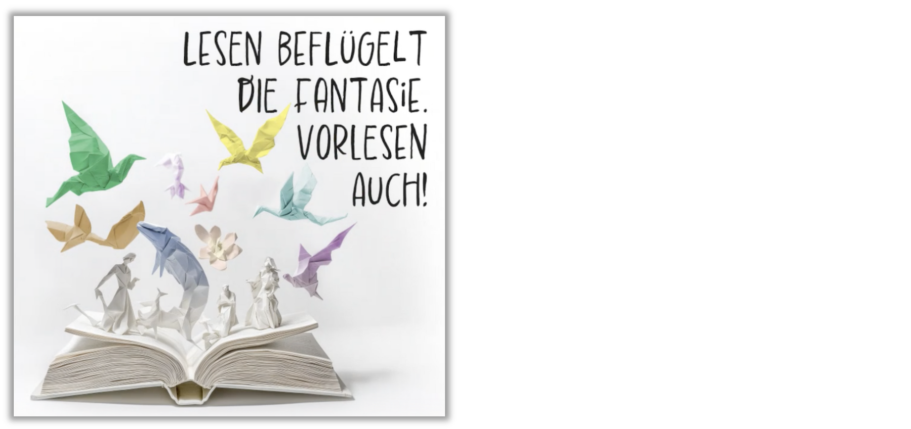 Dekorativbild: ein Buch ist geöffnet, aus dem Tiere herauszufliegen scheinen