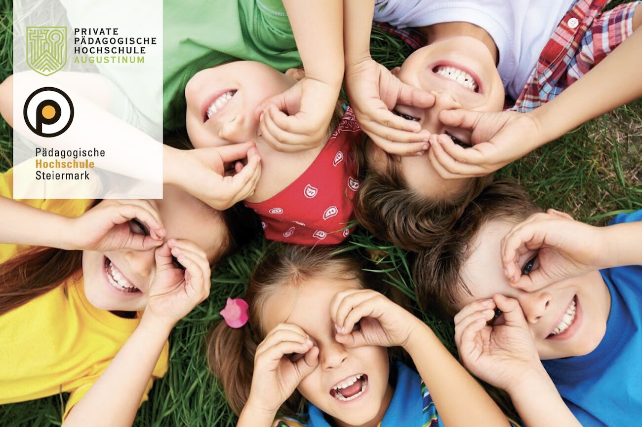Titelbild der Einladung: Logos der Hochschulen und Kinder auf der Wiese