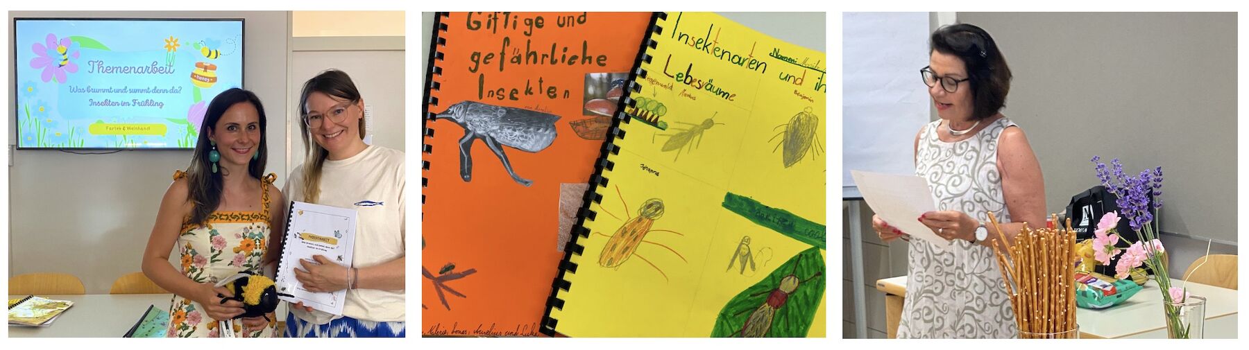 Dekorativbilder: Absolvent*innen und Arbeitsmaterialien
