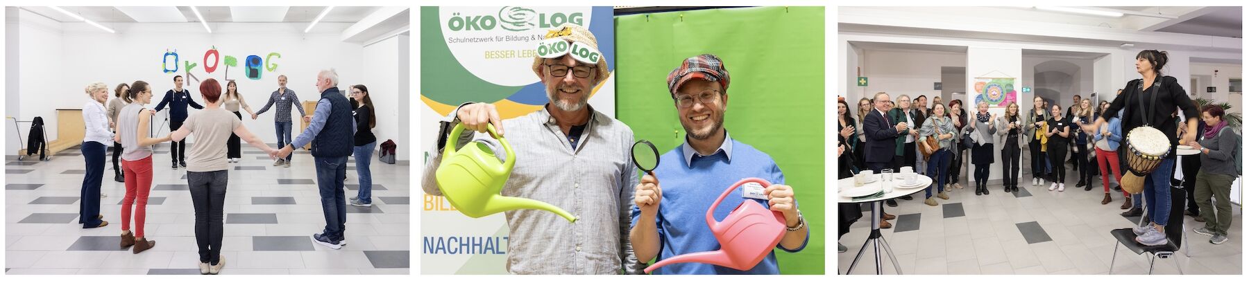 Dekorativbild: Impressionen des ÖKOLOG Tages mit Teilnehmenden am Kirchplatz der PPH Augustinum