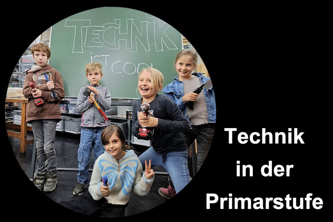 Titelbild des Buches: Fünf Kinder im Werksaal vor einer großen Tafel